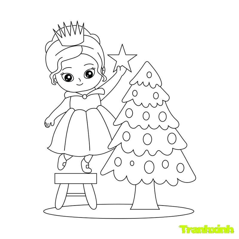 tranh tô màu cô gái đêm noel