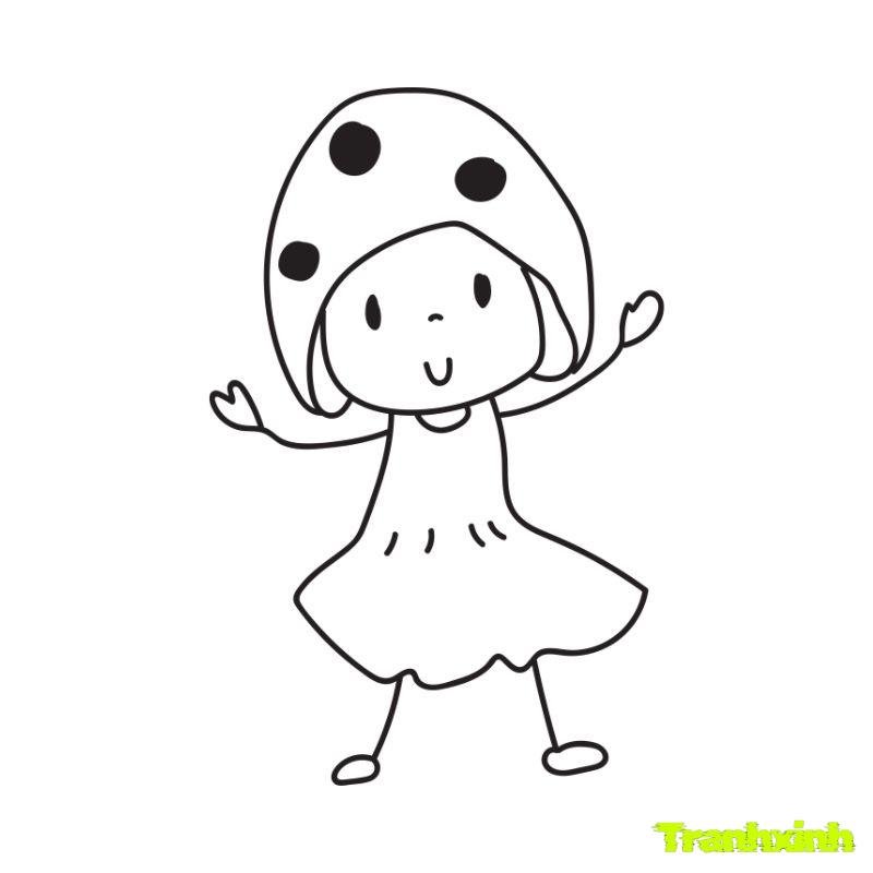 tranh tô màu cô gái đơn giản