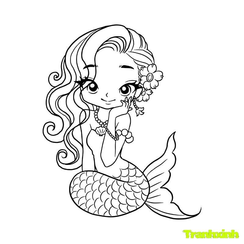 tranh tô màu cô gái người cá