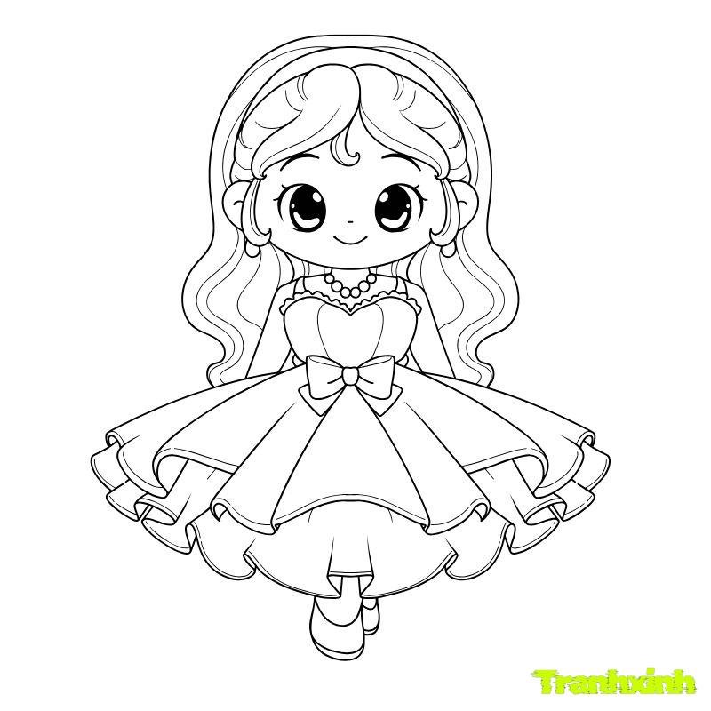tranh tô màu cô gái xinh đẹp
