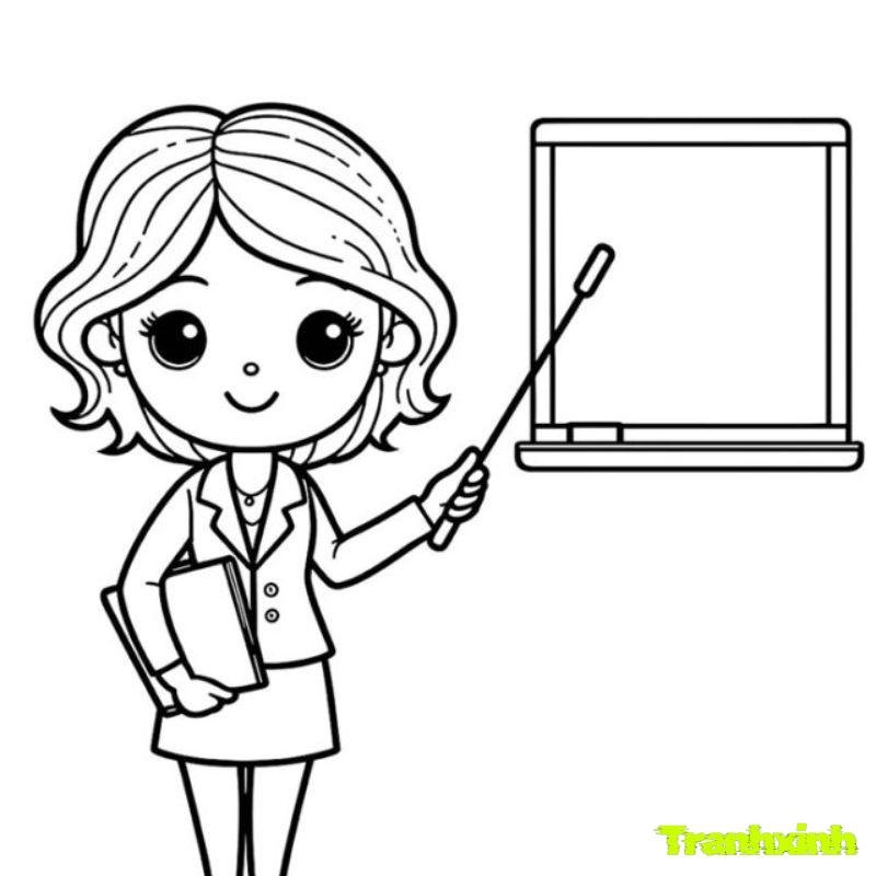 tranh tô màu cô giáo của bé
