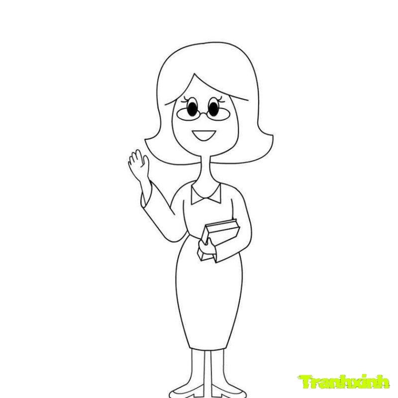 tranh tô màu cô giáo đơn giản