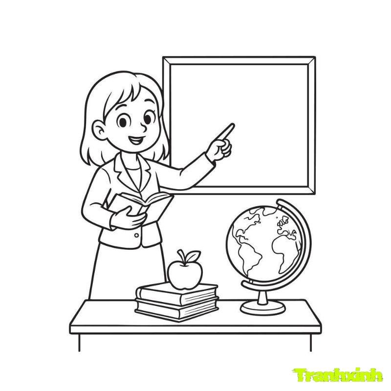 tranh tô màu cô giáo full hd