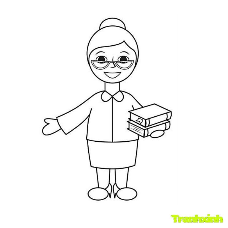 tranh tô màu cô giáo già