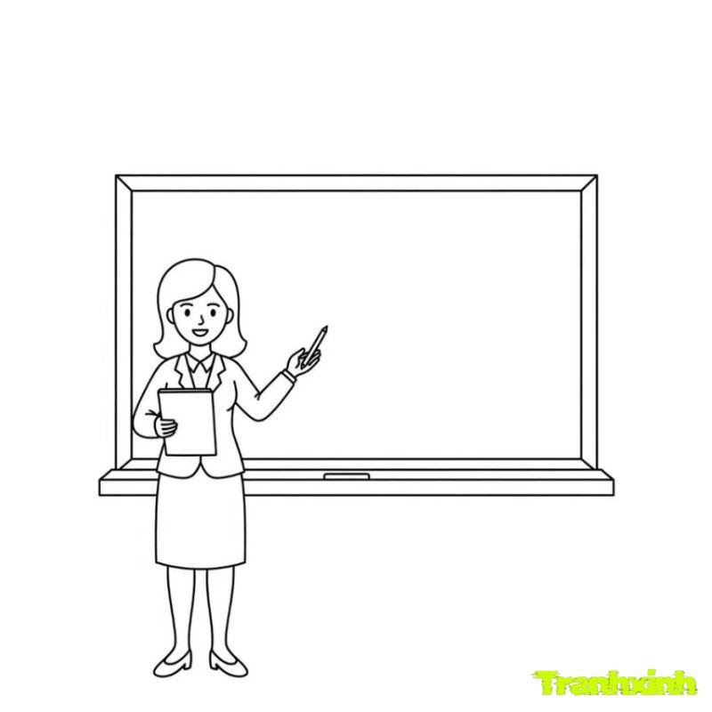 tranh tô màu cô giáo hd
