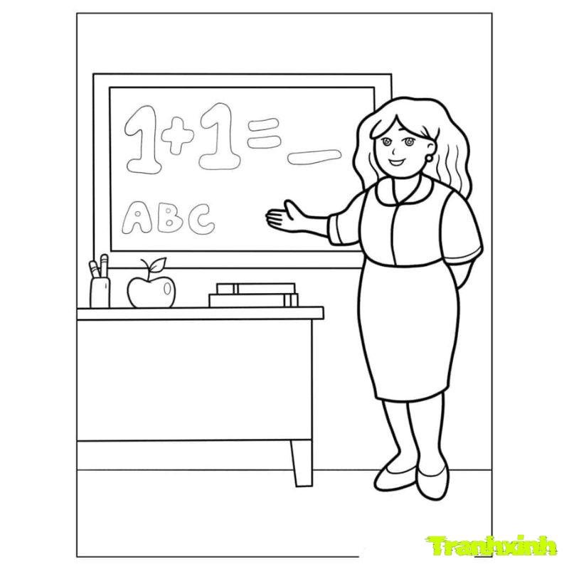 tranh tô màu cô giáo trung cấp