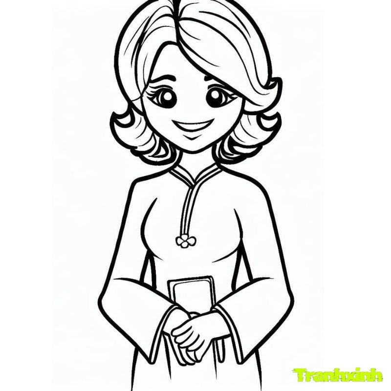 tranh tô màu cô giáo và các bạn