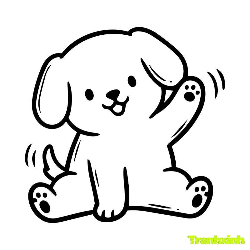 tranh tô màu con chó chào