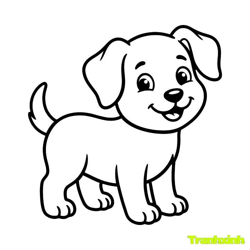 tranh tô màu con chó cute