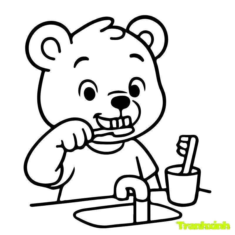 tranh tô màu con gấu nhỏ