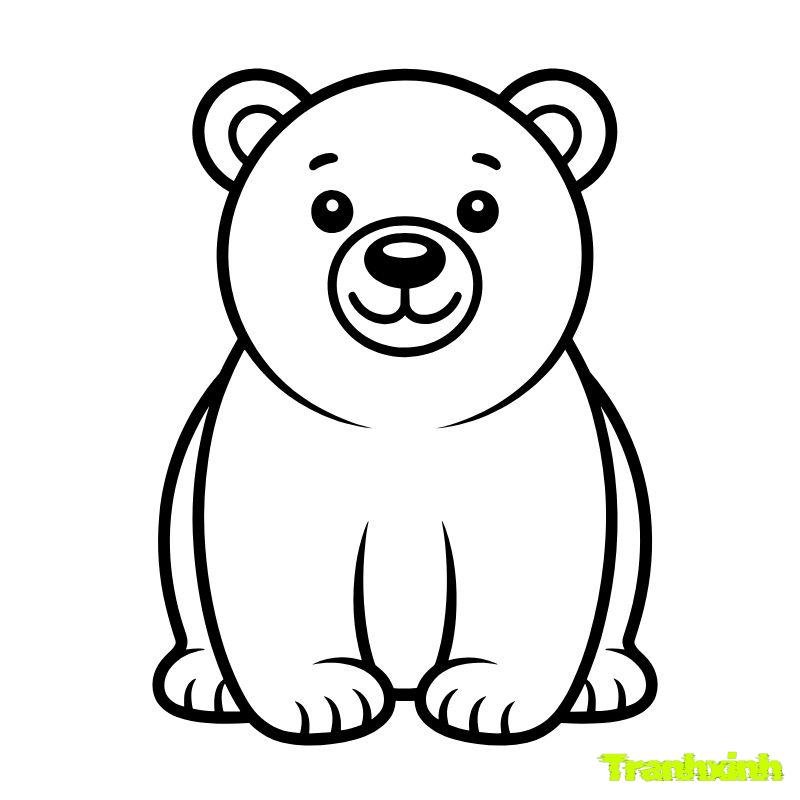 tranh tô màu con gấu trắng
