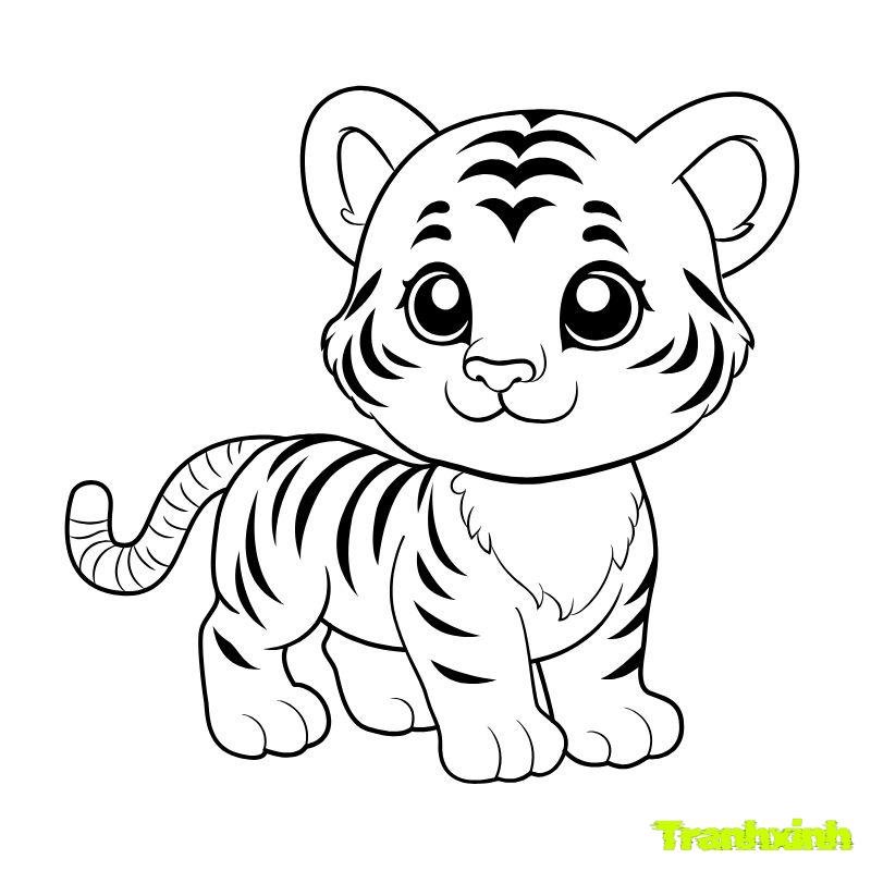 tranh tô màu con hổ cho con be tập tô