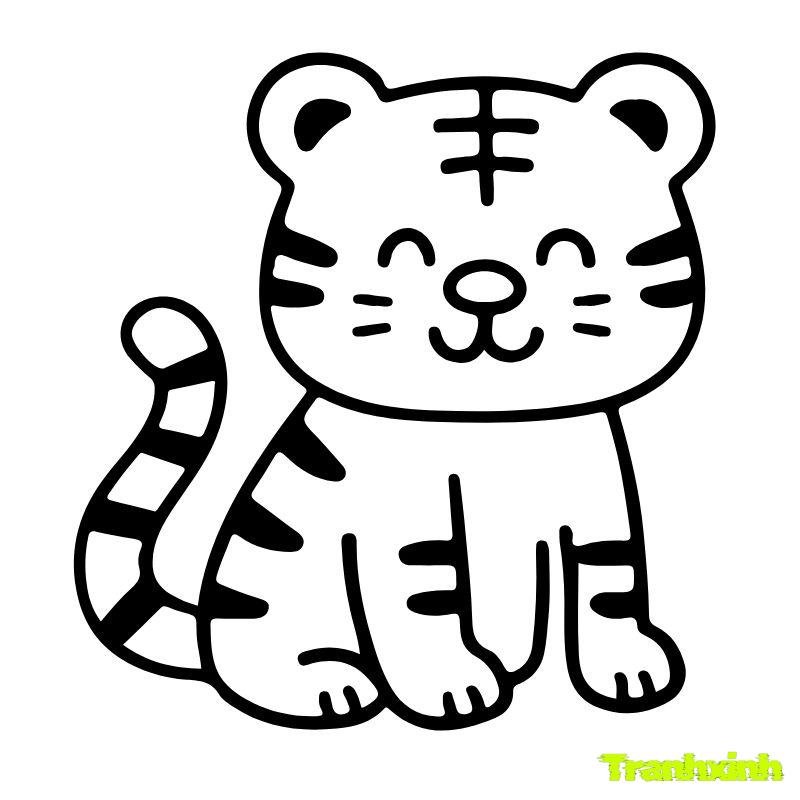 tranh tô màu con hổ con