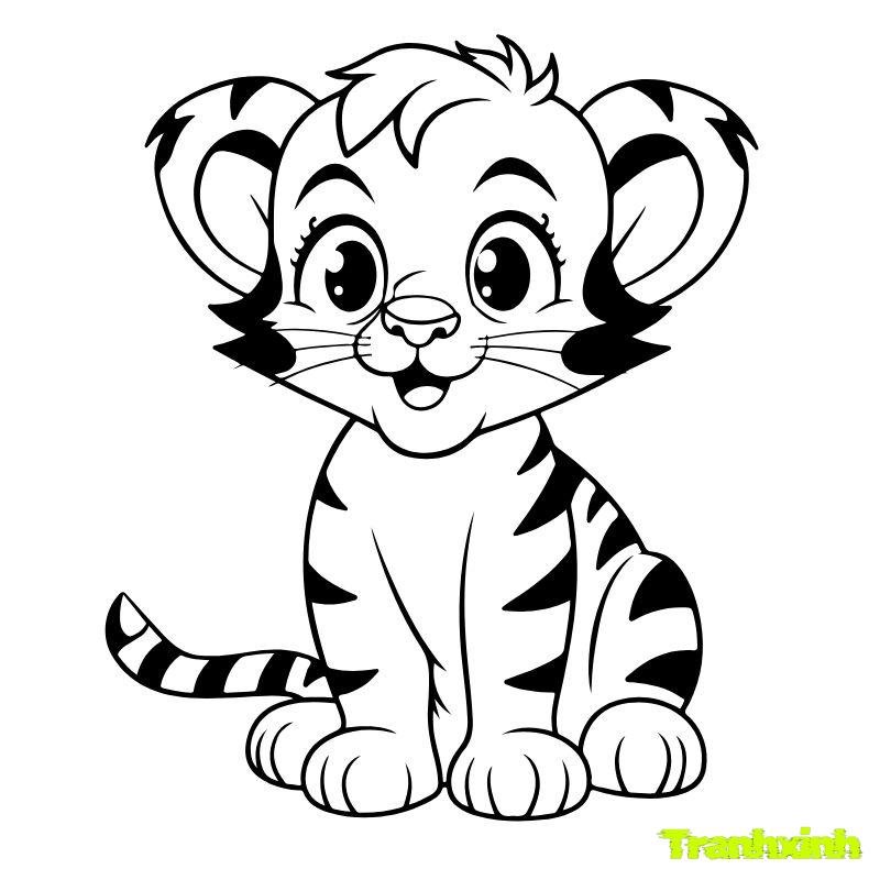 tranh tô màu con hổ con bé