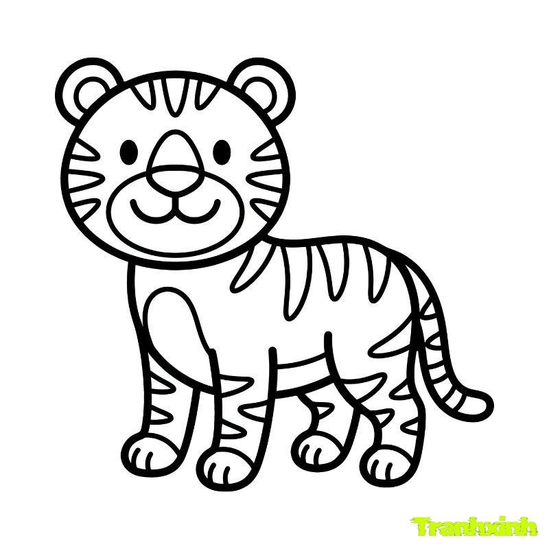 tranh tô màu con hổ cute