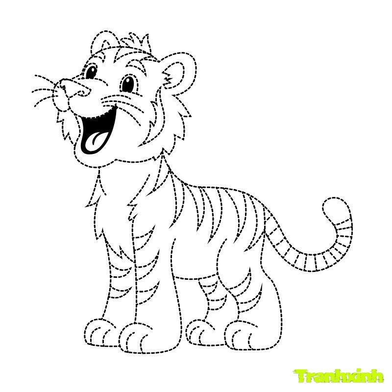 tranh tô màu con hổ gầm