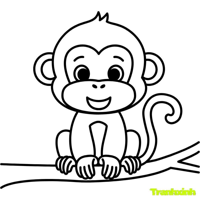 tranh tô màu con khỉ cho bé