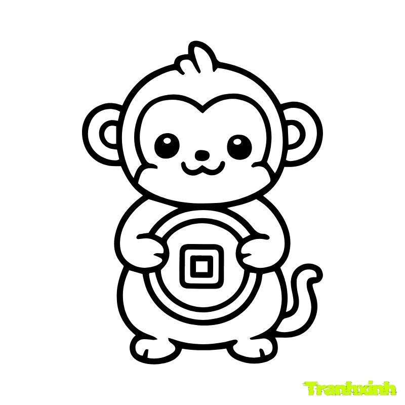 tranh tô màu con khỉ cho bé