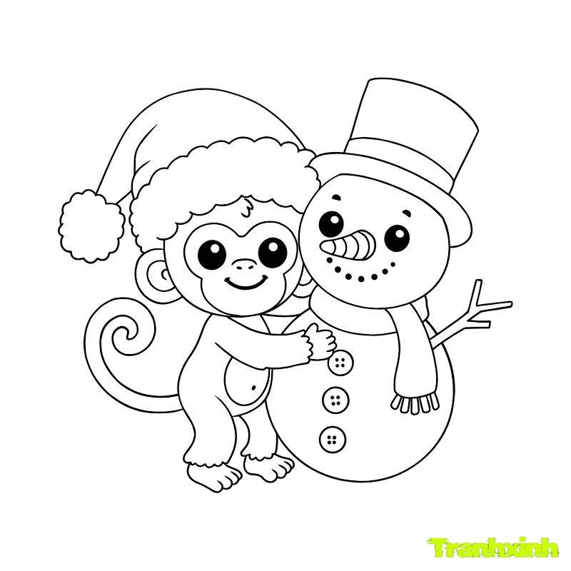 tranh tô màu con khỉ cho các bé