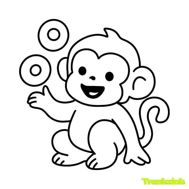 tranh tô màu con khỉ cho trẻ mầm non