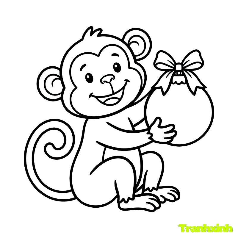 tranh tô màu con khỉ dễ thương