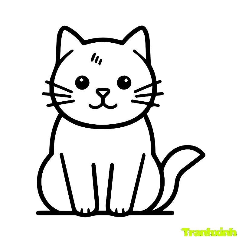 tranh tô màu con mèo cute