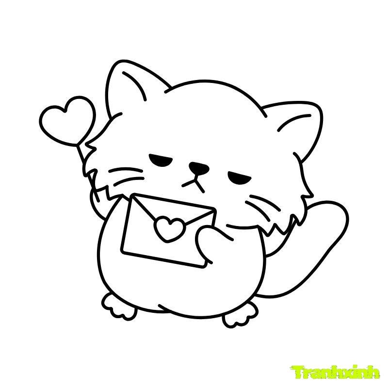 tranh tô màu con mèo cute