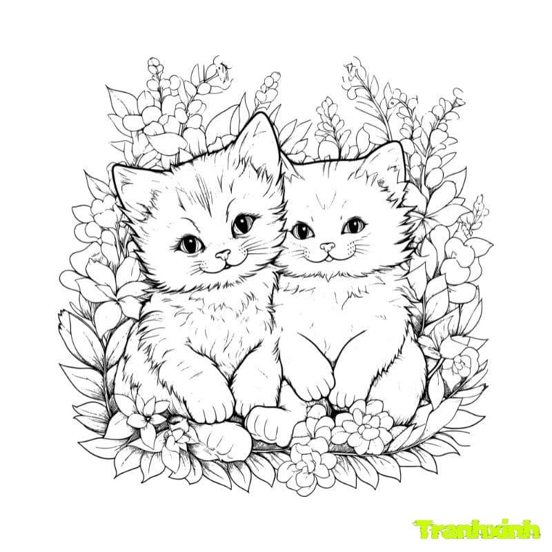tranh to màu con mèo đẹp