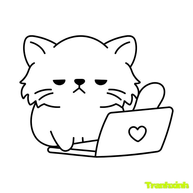 tranh tô màu con mèo rầu