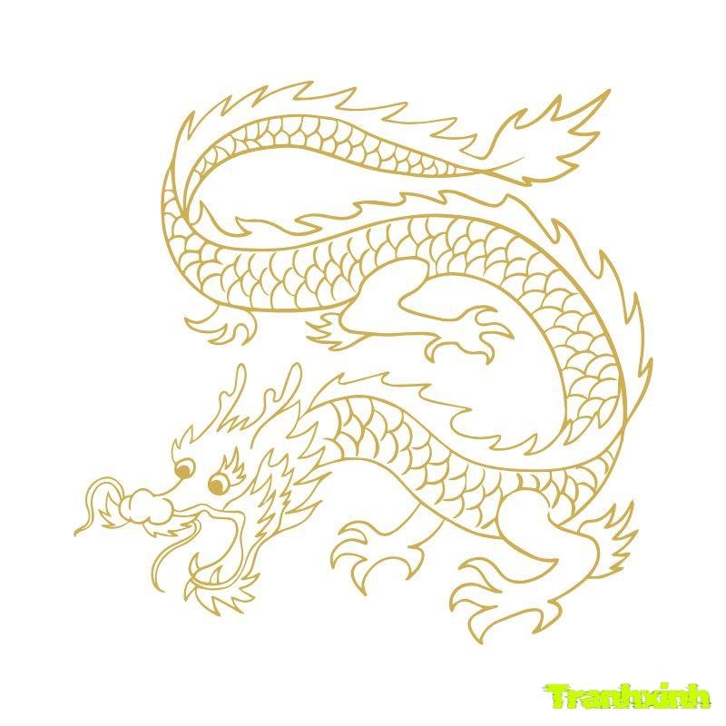 tranh tô màu con rồng vàng