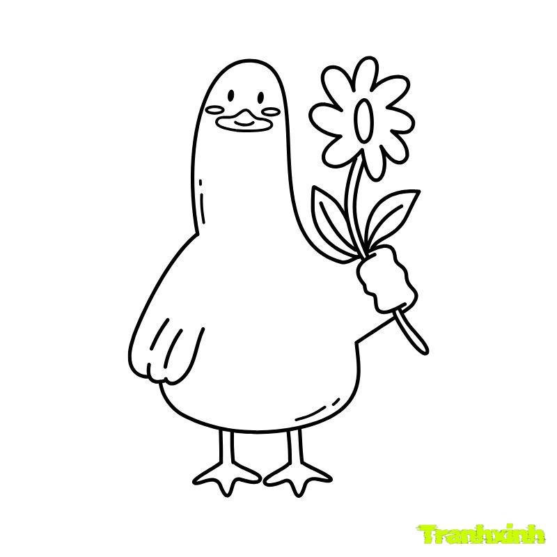 tranh tô màu con vịt hoa