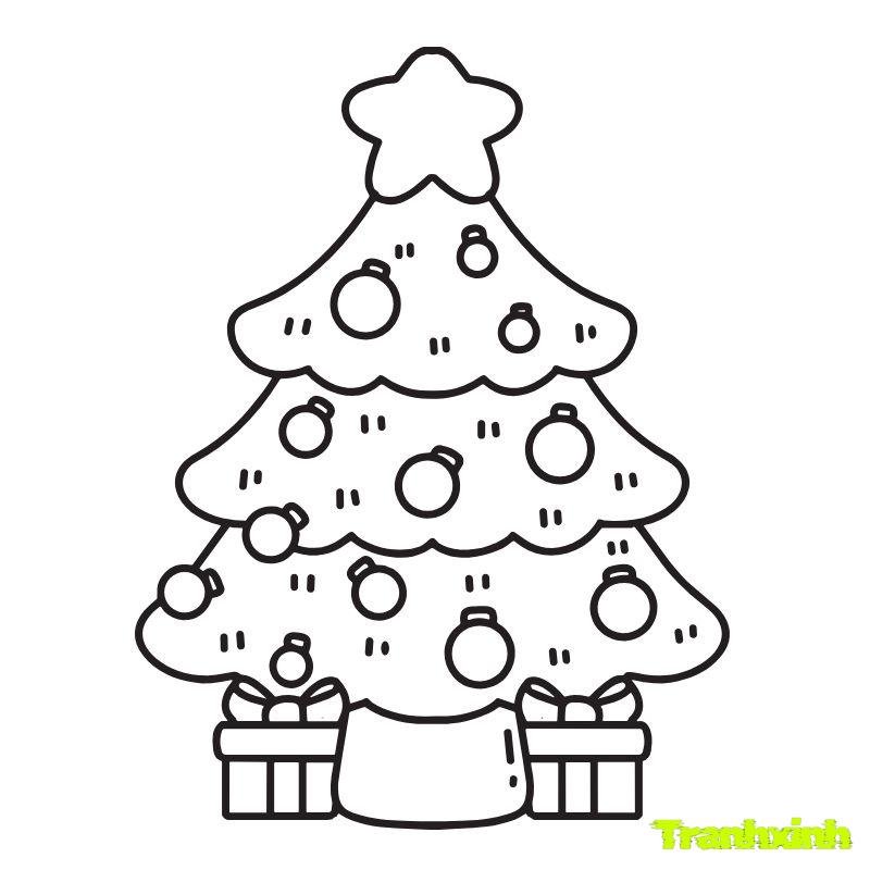 tranh tô màu hình cây thông noel