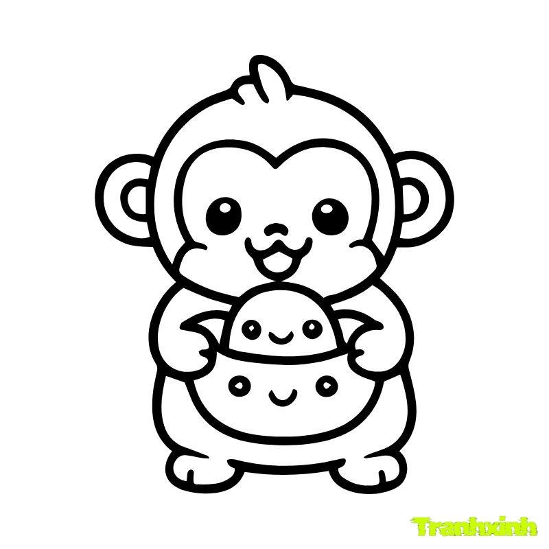 tranh tô màu khỉ