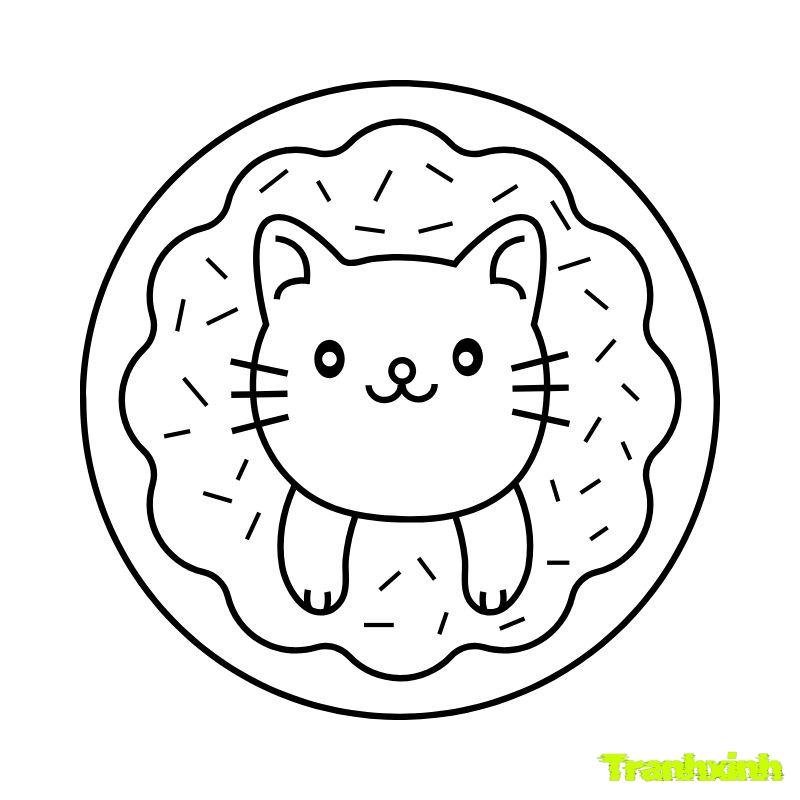 tranh tô màu mèo cute