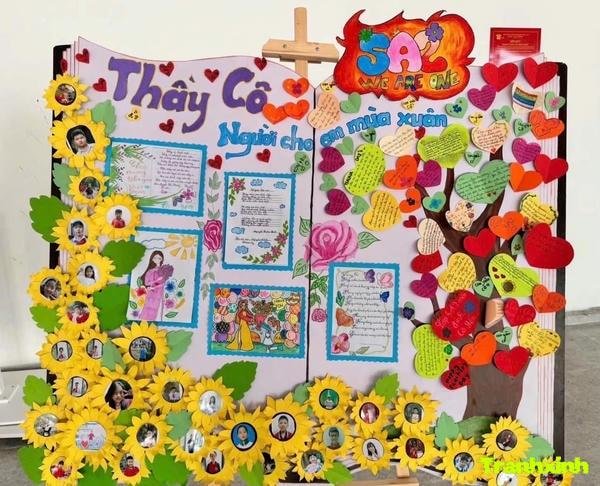 vẽ hoa trang trí báo tường